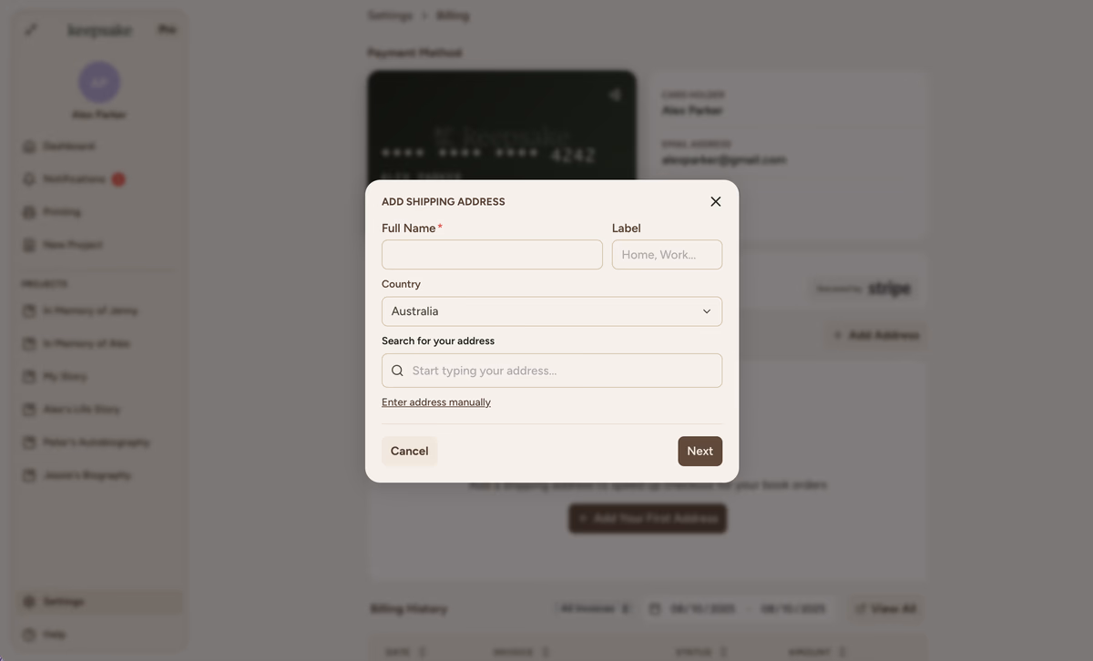 Initial address
form