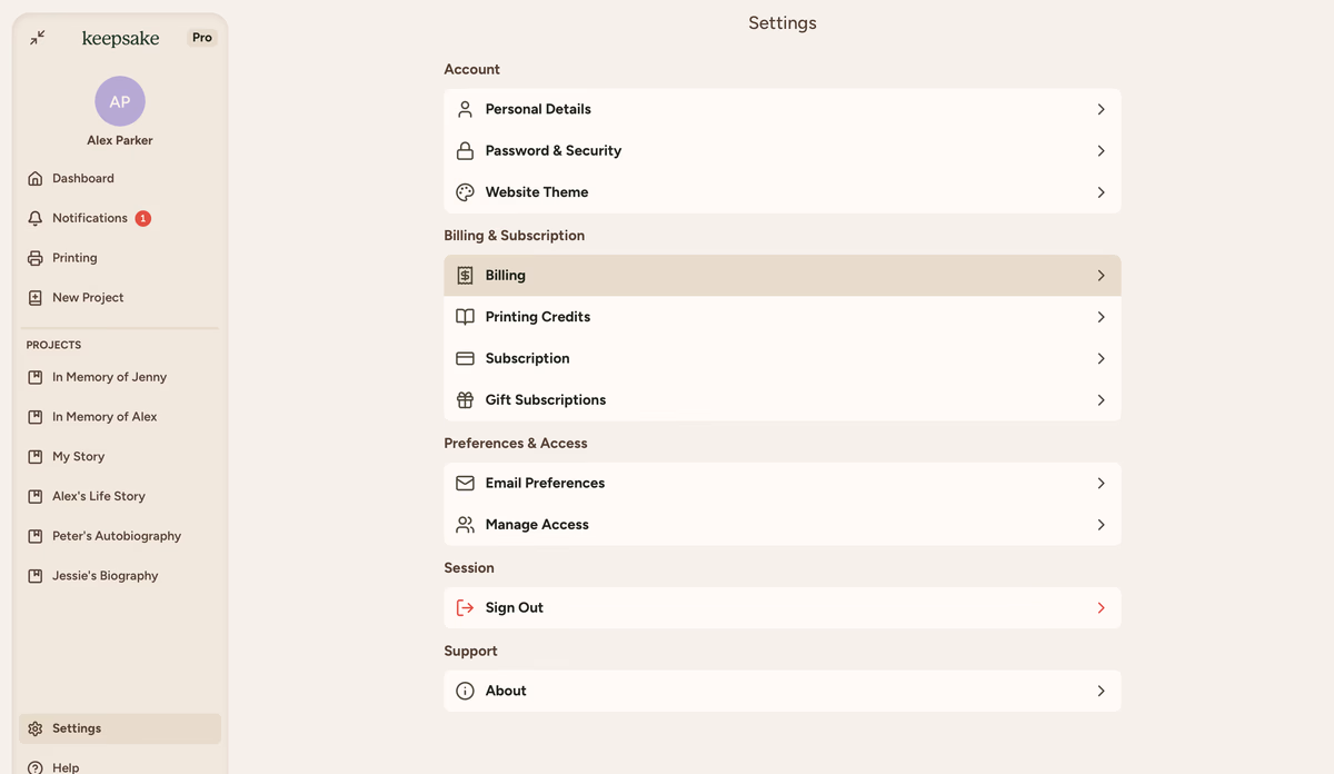 Billing
option