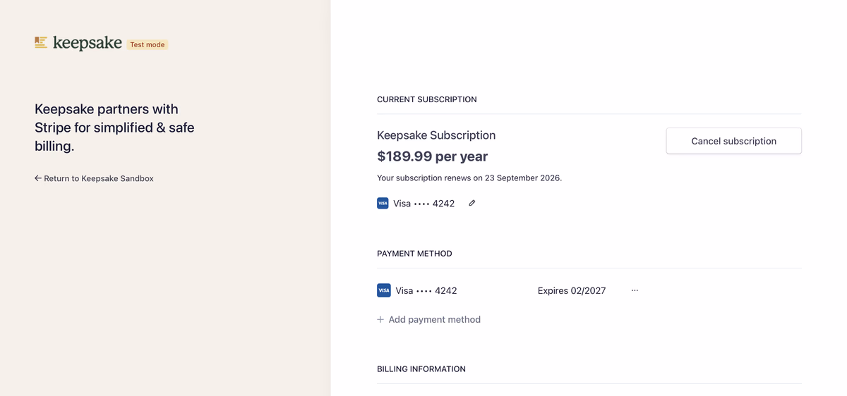 Cancel
subscription