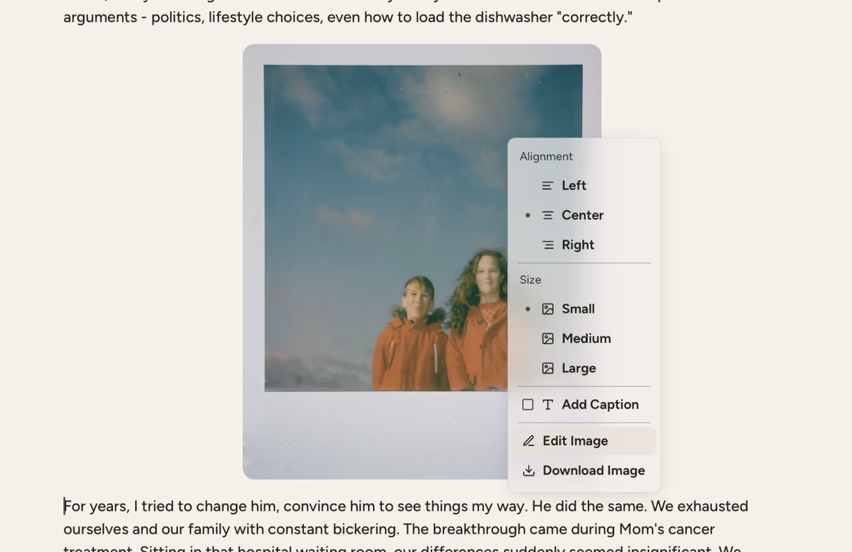 Right-click menu