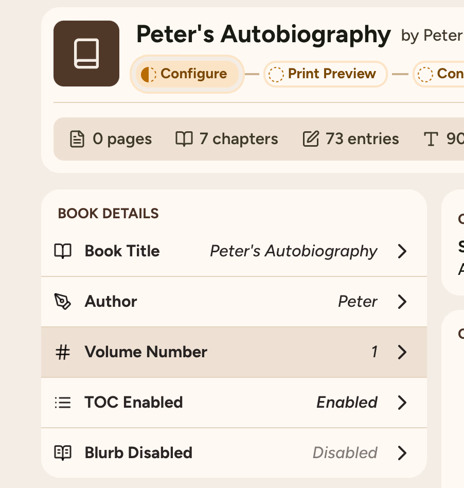 Book details panel
