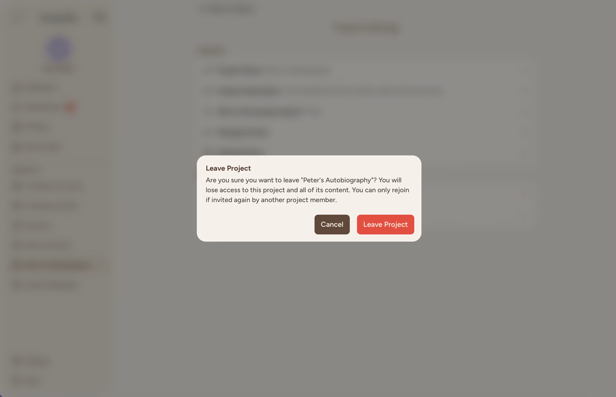 Confirm leave popup