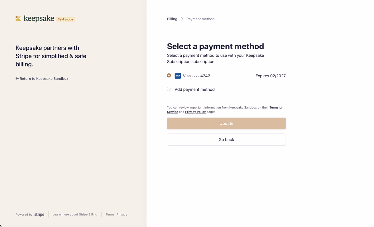 Add payment
option