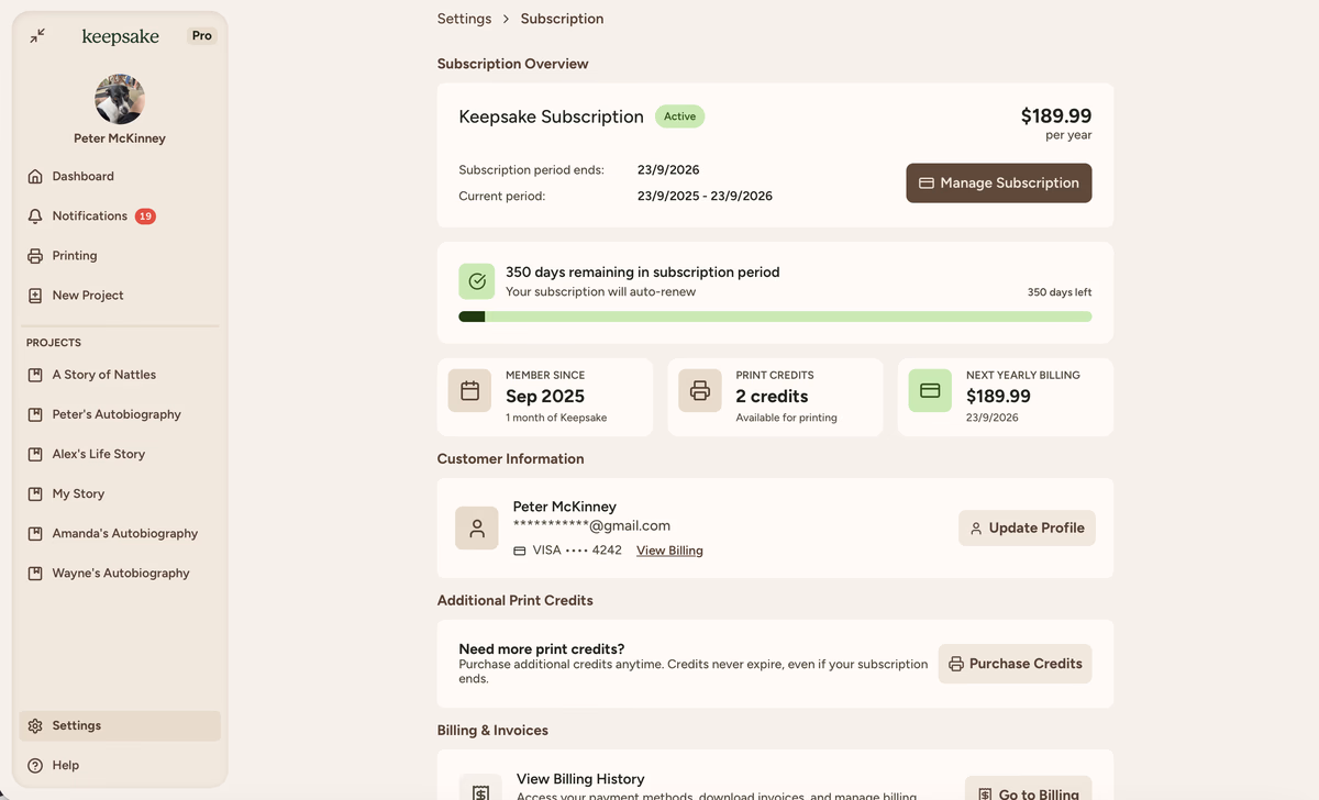 Subscription
overview