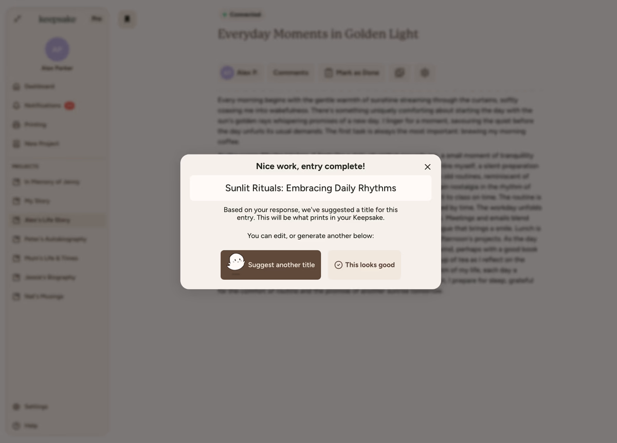 Title dialog